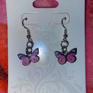 pink butterfly earrings